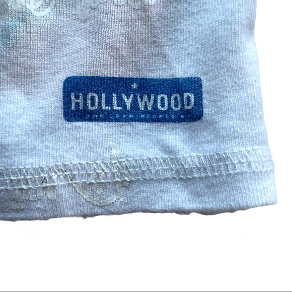 VINTAGE HOLLYWOOD ONE LOVE GRAPHICS BLUE & WHITE SHIRT SIZE SMALL - Picture 5 of 7